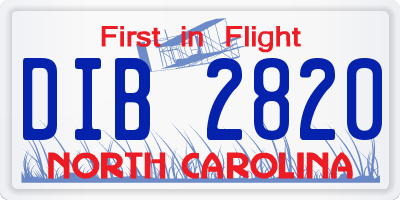 NC license plate DIB2820
