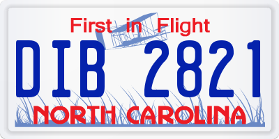 NC license plate DIB2821