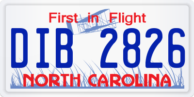 NC license plate DIB2826