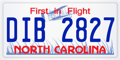 NC license plate DIB2827