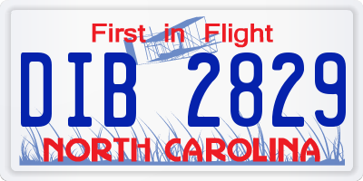 NC license plate DIB2829