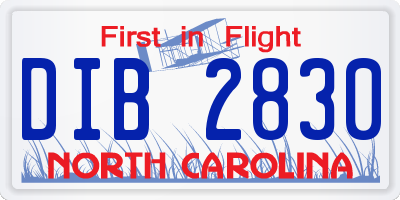 NC license plate DIB2830