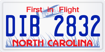 NC license plate DIB2832