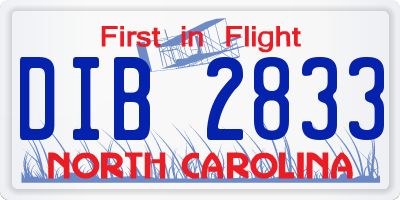 NC license plate DIB2833