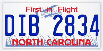 NC license plate DIB2834