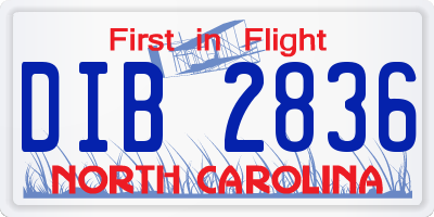NC license plate DIB2836