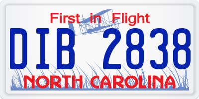 NC license plate DIB2838