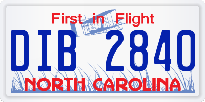 NC license plate DIB2840
