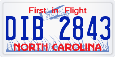 NC license plate DIB2843