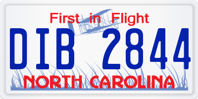 NC license plate DIB2844