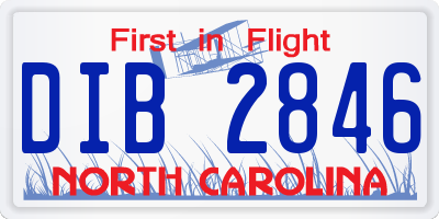 NC license plate DIB2846