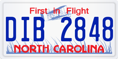 NC license plate DIB2848