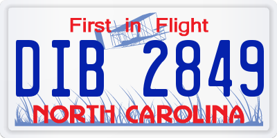NC license plate DIB2849