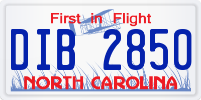NC license plate DIB2850