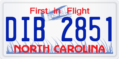 NC license plate DIB2851