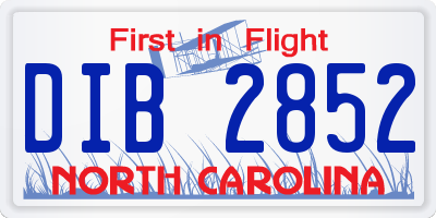 NC license plate DIB2852