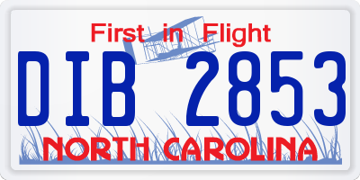 NC license plate DIB2853