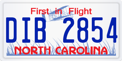 NC license plate DIB2854