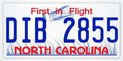 NC license plate DIB2855