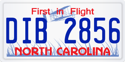 NC license plate DIB2856