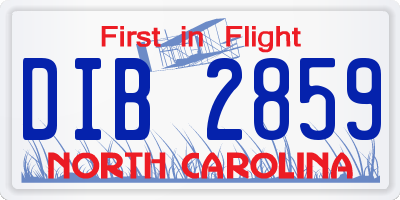 NC license plate DIB2859