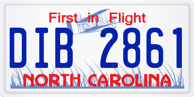 NC license plate DIB2861