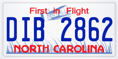 NC license plate DIB2862