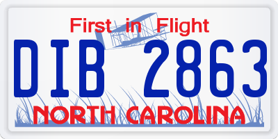 NC license plate DIB2863