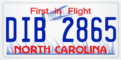 NC license plate DIB2865