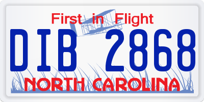 NC license plate DIB2868