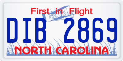 NC license plate DIB2869
