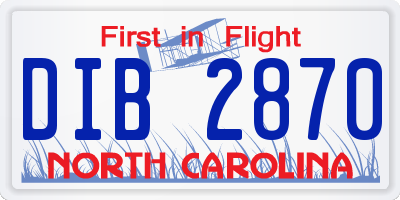 NC license plate DIB2870