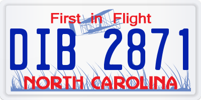 NC license plate DIB2871
