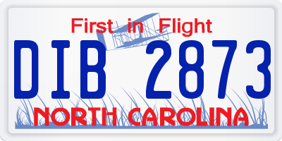 NC license plate DIB2873
