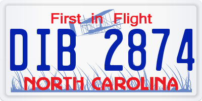 NC license plate DIB2874