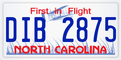 NC license plate DIB2875