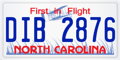 NC license plate DIB2876