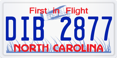 NC license plate DIB2877