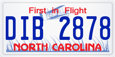 NC license plate DIB2878