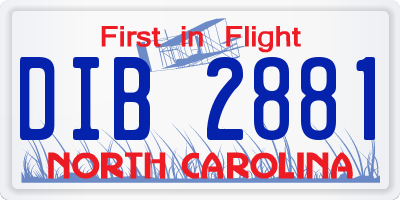 NC license plate DIB2881