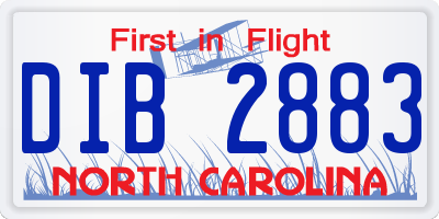 NC license plate DIB2883