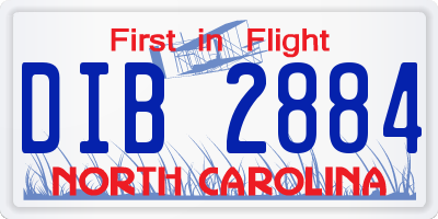 NC license plate DIB2884