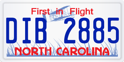 NC license plate DIB2885