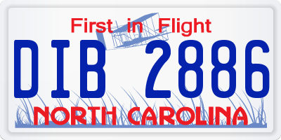 NC license plate DIB2886