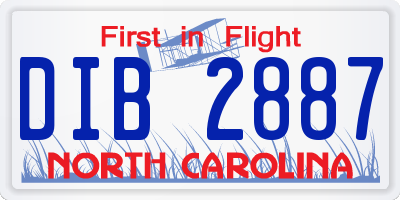 NC license plate DIB2887