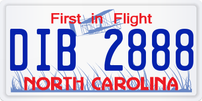 NC license plate DIB2888
