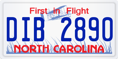NC license plate DIB2890