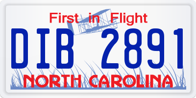 NC license plate DIB2891