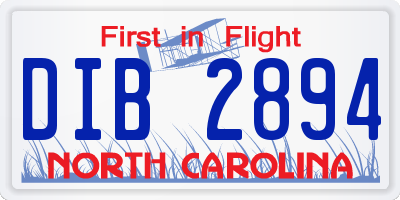 NC license plate DIB2894