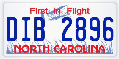 NC license plate DIB2896